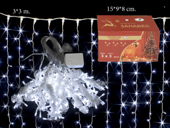 Гирлянда электр. арт. 312-33-501 Штора, белый свет, 3х3 м в кор. Гирлянда электр. арт. 312-33-501 Штора, белый свет, 3х3 м в кор.