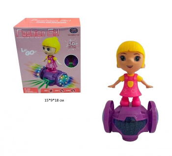 Кукла арт. NR617-91 На гироскутере на батар. кружится, свет, звук в кор.•