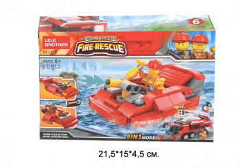 Конструктор арт. 8611-6 Пожарная техника 87 дет. 8 в 1 в кор.~