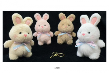 им Зайка арт. YE25901-3 Цвета микс розовые щечки с ленточкой брелок в пак.)