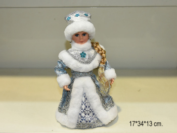 Снегурочка арт. 20B01-12-601 В серебристо-голубой шубке муз. 30 см в кор.
