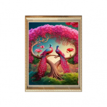 Алмазная мозаика арт. GLE77591 Павлины на дереве 40*50 полная выкладка на подрамнике