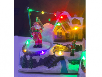 Сувенир Новогодний арт. H538-1-601 "Встреча с Дедом Морозом" свет 18*15 см в кор.