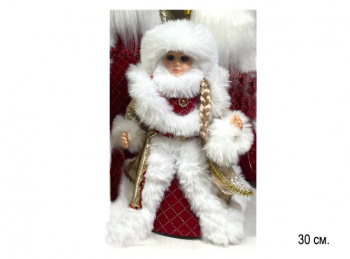 Снегурочка арт. DB90-12-601 В золотисто-красной шубке муз. 30 см в кор.