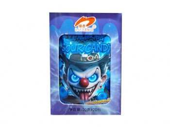 Конфета арт. 102194 "Клоун" кислая вкус черника 20 г в пак. 20 шт. в кор.*#