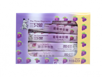 Конфета арт. 440121/440091 Жевательная "Три слона" "Виноград" 30 шт. 420 г в кор.*