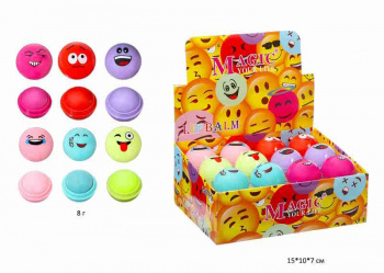 Помада арт. LS805X "Смайлик" цвета микс гигиеническая (24 шт.) шоубокс~