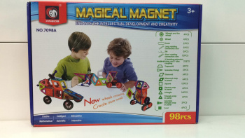 Конструктор магнитный арт. 7098 Волшебный транспорт 98 дет. в кор._