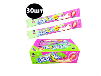 Конфета арт. 108827/ Трубочка-тянучка с начинкой "Клубника" 13 г 30 шт. в кор.'/