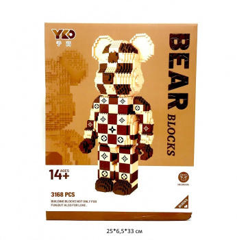 Конструктор арт. P2156 Микро Медведь шахматный 3168 дет. в кор._