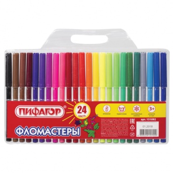 кс_Фломастеры арт. 151092 ПИФАГОР 24 цвета, вентилируемый колпачок кс_Фломастеры арт. 151092 ПИФАГОР 24 цвета, вентилируемый колпачок