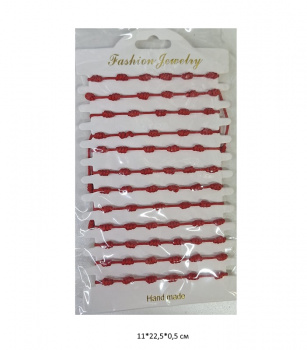 Нить красная арт. 2B-7 Простая тонкая с узелками 12 шт. в пак. Нить красная арт. 2B-7 Простая тонкая с узелками 12 шт. в пак.