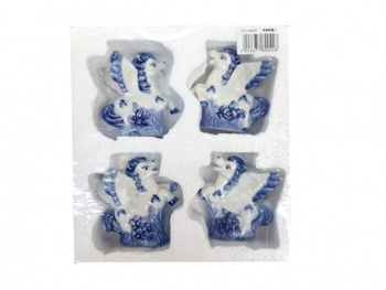 Фигурка фарфоровая арт. W2042-601 Лошадь с крыльями бело-синяя ассорти 9 см 1шт. в пак. (4 шт.)