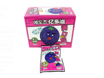 Конфета арт. 640084-2 Жевательная кислая "Черника" 22 г 20 шт. розовая кор.;