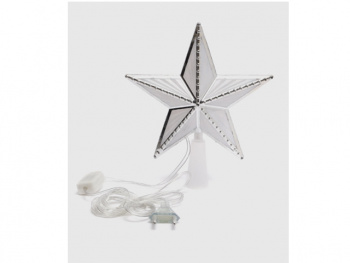 Верхушка электр. арт. ZF10J/502095-502 Звезда белая с серебром 16*16 см в пак.
