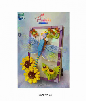Конструктор арт. 112-8 Картина "Стрекоза в цветах" 391 дет. в кор.~
