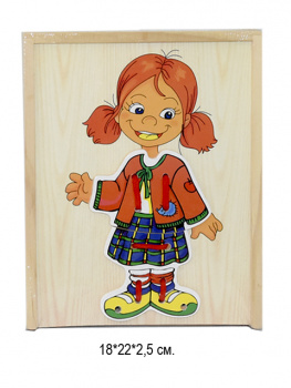 Деревянная игрушка арт. 13685R-1" Шнуровка "Девочка" в пленке