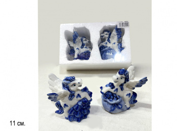 Фигурка фарфоровая арт. W2050-601 Лошадь с крыльями бело-синяя ассорти 11см 1шт. в пак. (2шт.) упак.