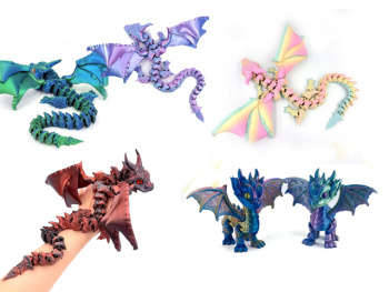 Фигурка 3Д арт. 403-209-805 Дракон с гладкими крыльями подвижный, цвета микс в пак.