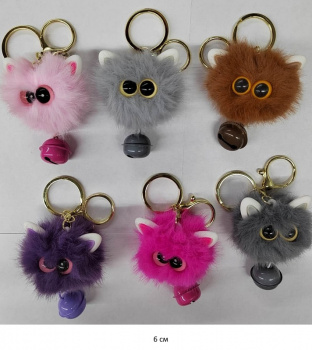 им Шарик арт. 805228 Зверюшка цвета микс брелок с бубенчиком в пак.