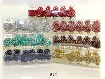 Шары арт. 6ED6 "Шишки" Набор 6 шт. 7 см в кор. цвета микс