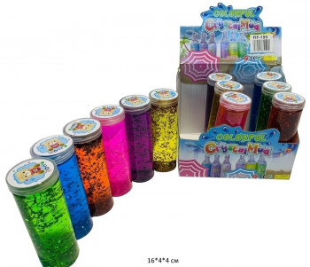 Лизун арт. RF-199 Колба цвета микс с блестками (12 шт.) шоубокс•