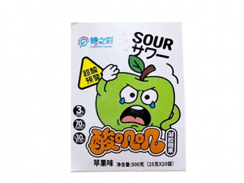 Мармелад арт. 891113-2/891106 "Яблоко" кислый 25 г в пак. 20 шт. в кор.*'