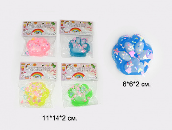 Антистресс арт. 805300/80821 Лапка мальтоза с конфетти в пак. (16 шт.) шоубокс=