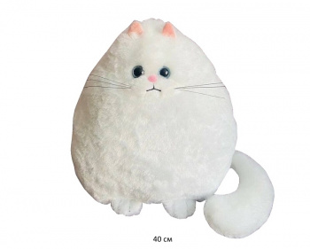 им Кот арт. 23830-1-1/9018-18-1/240325-2-1 Пушистик капелька белый 40 см в пак.)