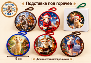 Подставка под горячее арт. ТС-5502-601 Коза/овечка d15 1 шт. ассорти в кор. (10 шт.)