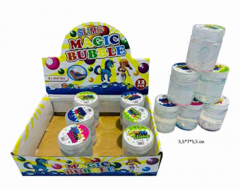 Лизун арт. C0331-24 Мультгерои бесцветный с бусинами круглая банка (12 шт.) в кор.•