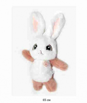 им Зайка арт. YE241210-1 Мохнатый Белый с рыжими лапами 65 см в пак.)