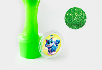 Слайм "Стекло" зеленый неон с блестками, 90 гр Слайм "Стекло" зеленый неон с блестками, 90 гр