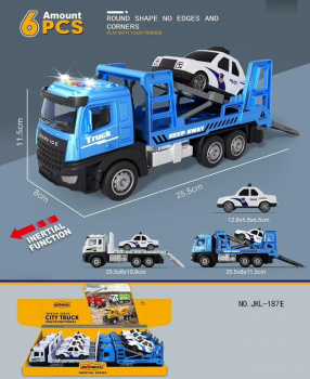 Машина инерц. арт. JKL-187E Автовоз с машиной Полиции (6 шт.) шоубокс)